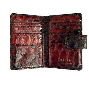 Danier Leather Embossed Bifold Card Holder Oxblood